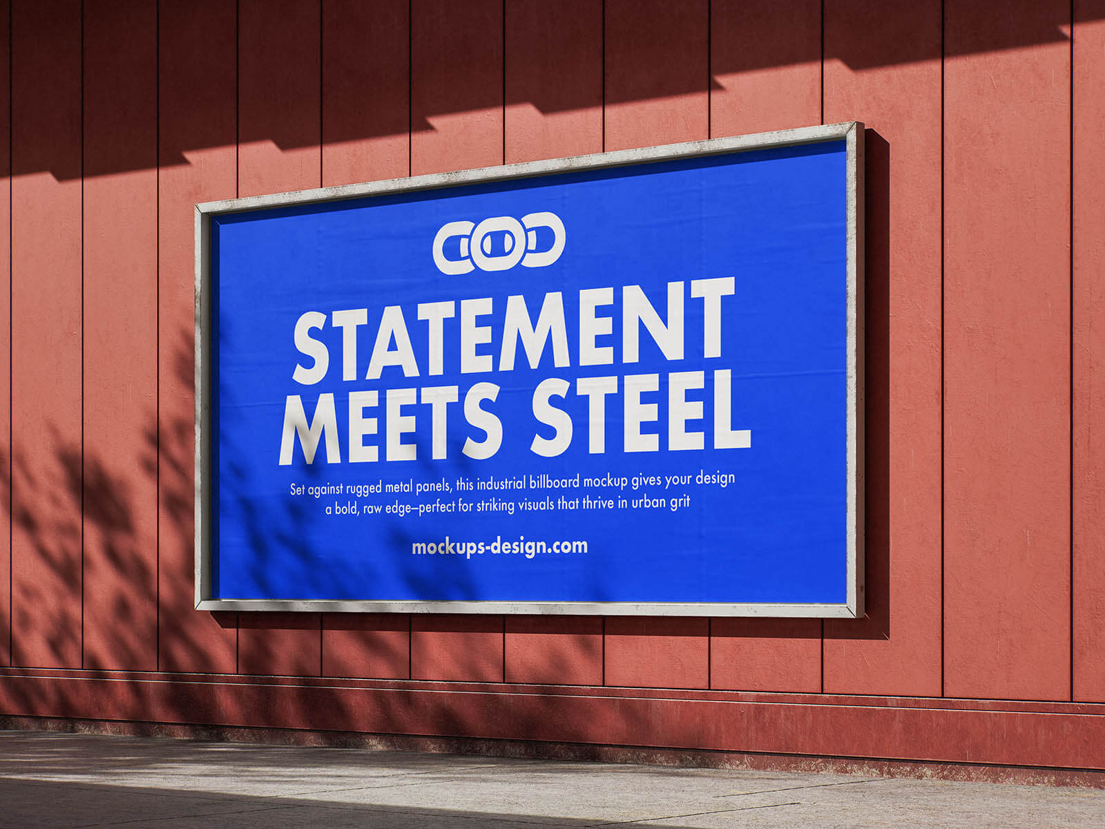 Free Industrial Billboard On Metal Panels Mockup PSD