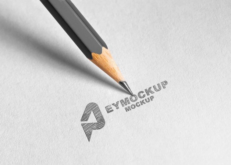 Free Pencil Sketch Logo Mockup PSD
