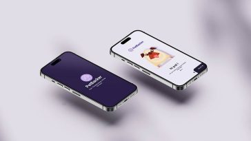 Free Perspective iPhone 14 Pro Mockup PSD