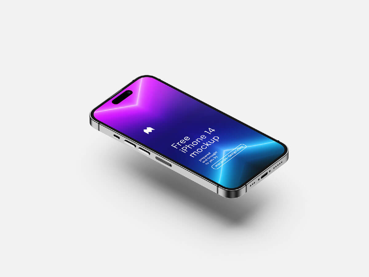 Free Perspective iPhone 14 Pro Mockup PSD