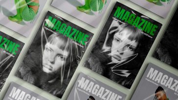 Free Plastic Sleeve A4 Magazines Mockup PSD