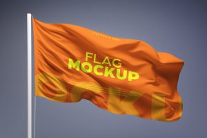 Free Realistic Waving Flag Mockup PSD
