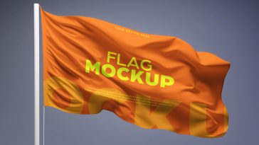 Free Realistic Waving Flag Mockup PSD