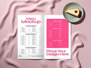 Free Restaurant Menu Book Mockup PSD