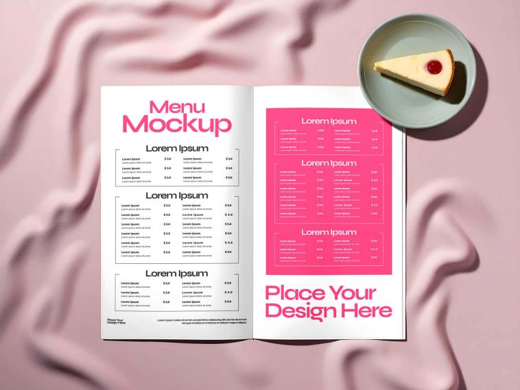 Free Restaurant Menu Book Mockup PSD