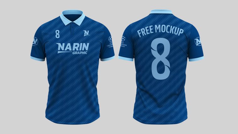 Free Soccer Jersey Polo Shirt Mockup PSD Template