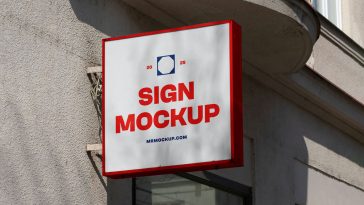 Free Square Street Shop Sign Mockup PSD