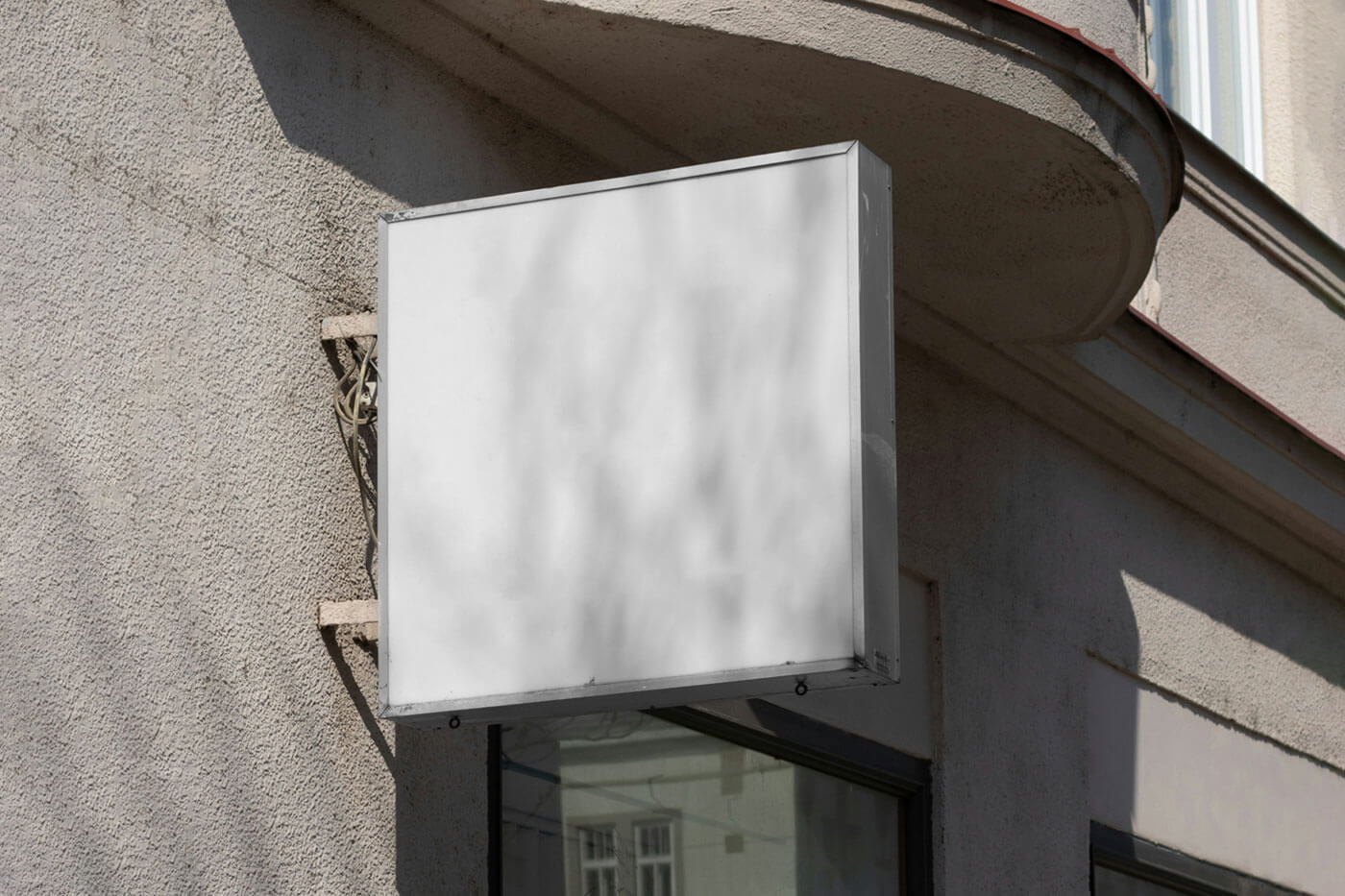 Free Square Street Shop Sign Mockup PSD