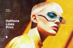 Free Vintage Halftone Lines Effect PSD
