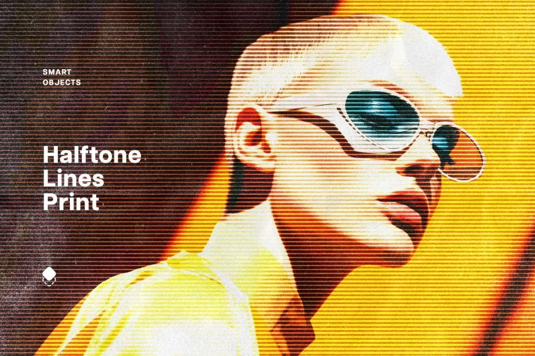 Free Vintage Halftone Lines Effect PSD