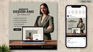 Free Website Design and Development Instagram Post PSD Template