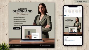 Free Website Design and Development Instagram Post PSD Template