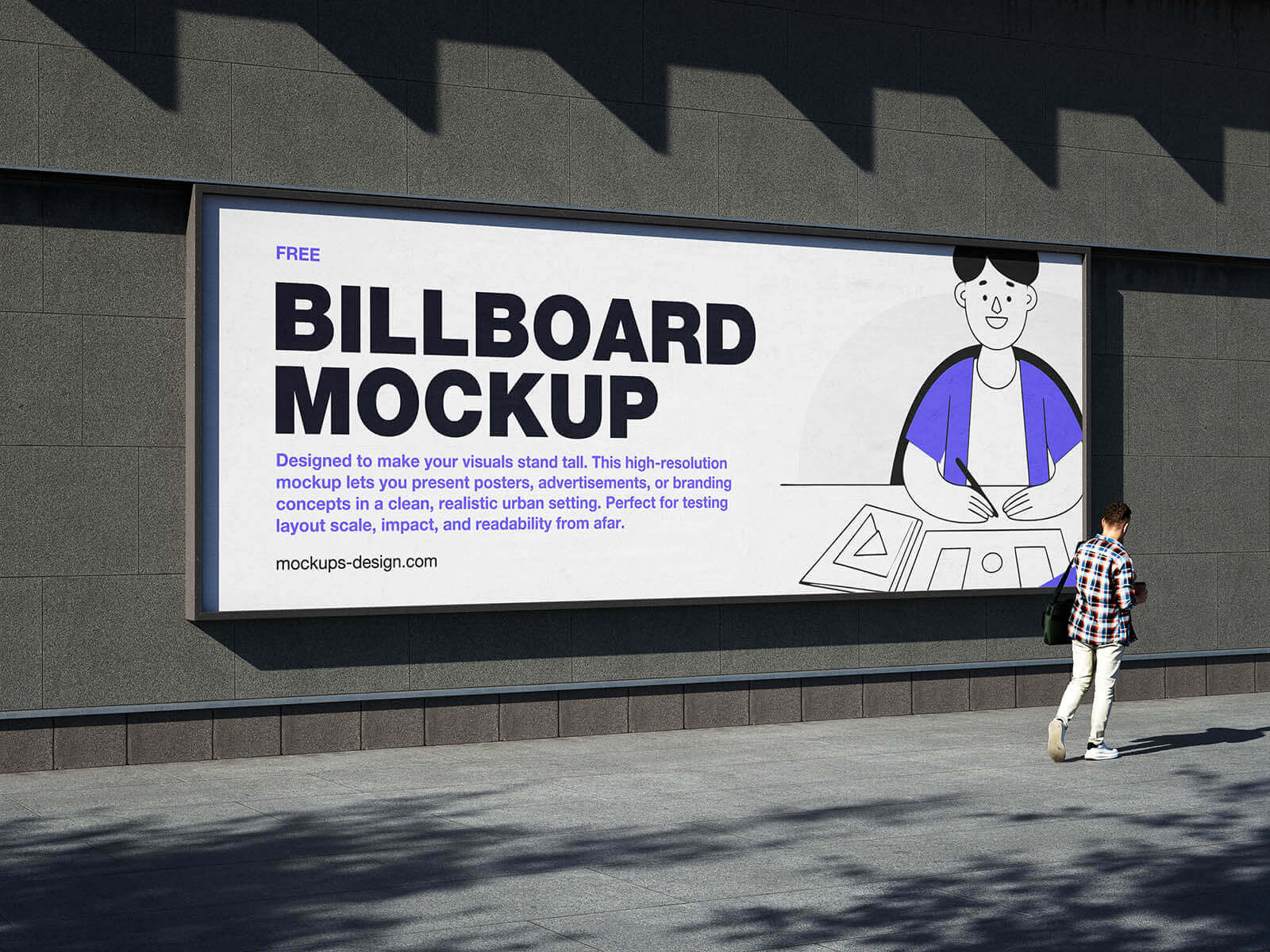 Free Wide Street Billboard Mockup PSD