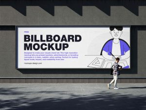 Free Wide Street Billboard Mockup PSD