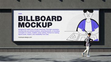 Free Wide Street Billboard Mockup PSD