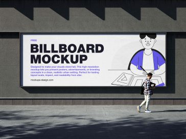 Free Wide Street Billboard Mockup PSD