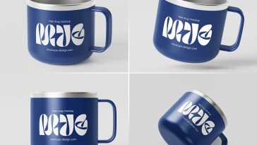 4 Free Minimal Metal Mug Mockup PSD Files