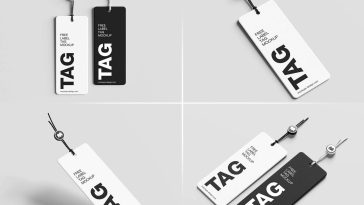 4 Free Rounded Corner Rectangle Hanging Tag Mockup PSD Files