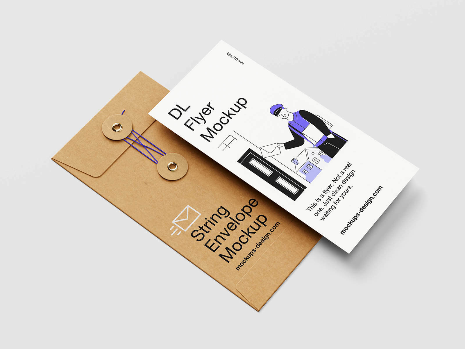 5 Free DL Flyer String Envelope Mockup PSD Files