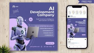 Free AI Development Company Instagram Post PSD Template