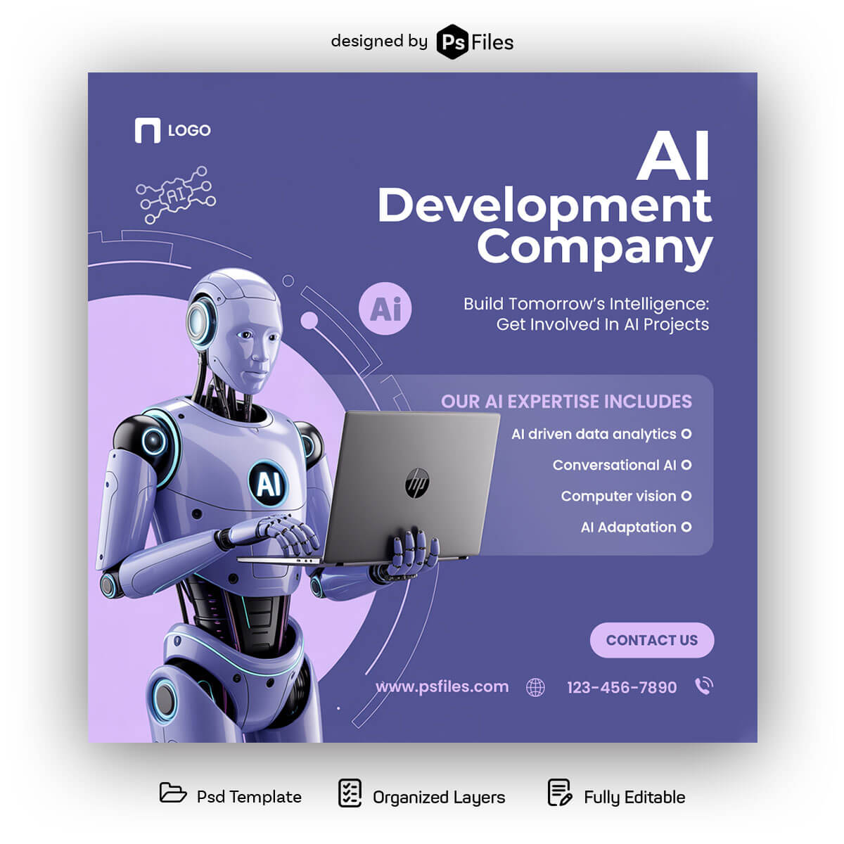 Free AI Development Company Instagram Post PSD Template