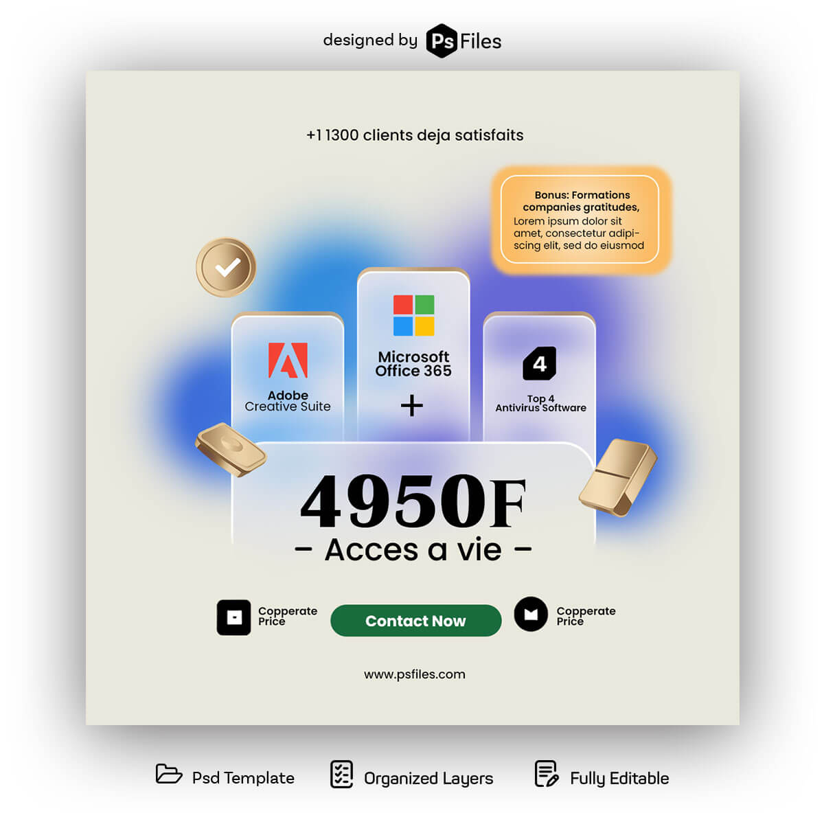 Free Adobe & Microsoft Office Bundle Offer Promo Post Mockup PSD