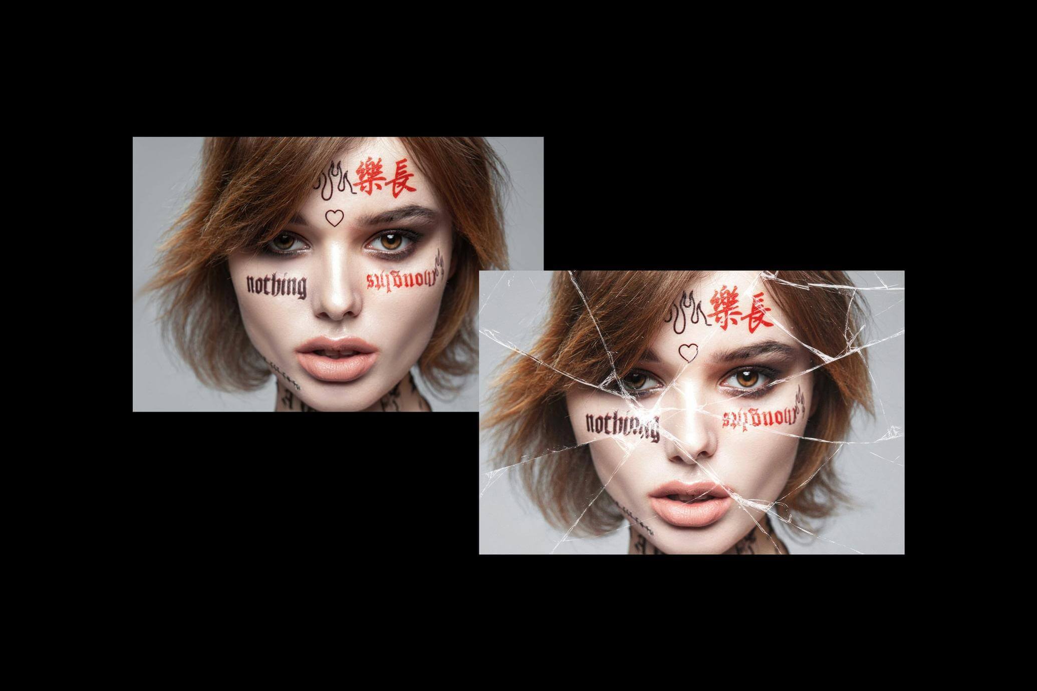 Free Broken Glass Photo Effect PSD Template