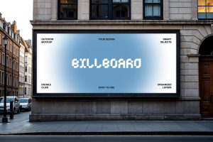 Free Corner Street Billboard Mockup PSD