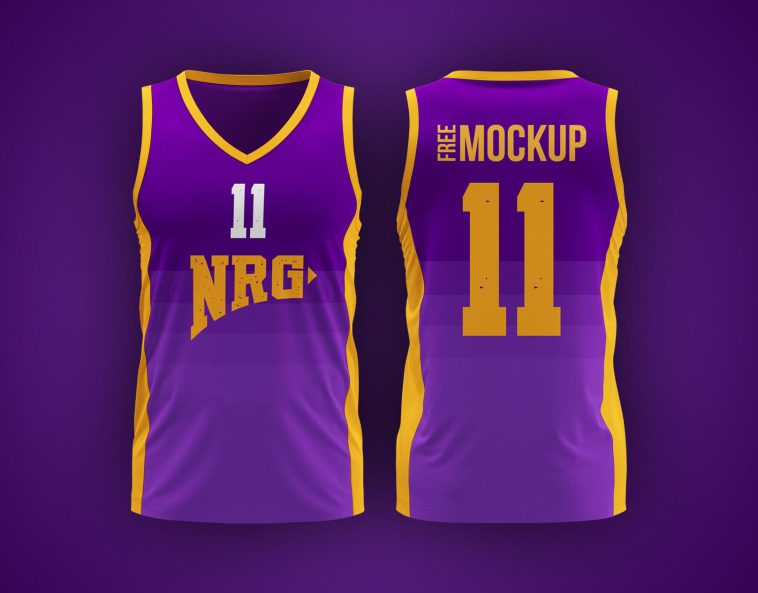 Free Front And Back View of Basketball Uniform or Jersey Mockup PSD