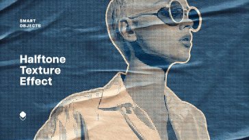 Free Halftone Texture Glued Paper Effect PSD