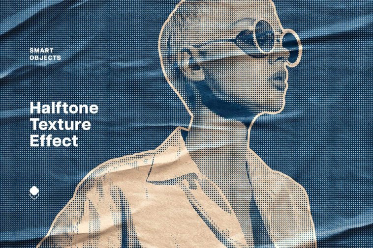 Free Halftone Texture Glued Paper Effect PSD