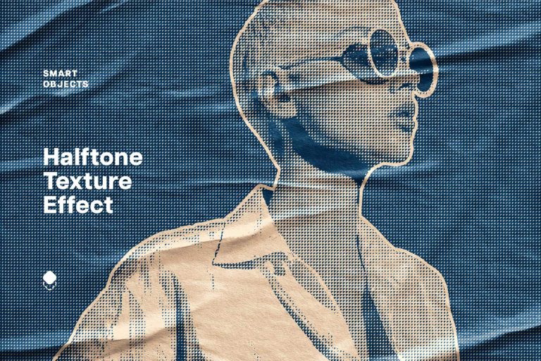 Free Halftone Texture Glued Paper Effect PSD