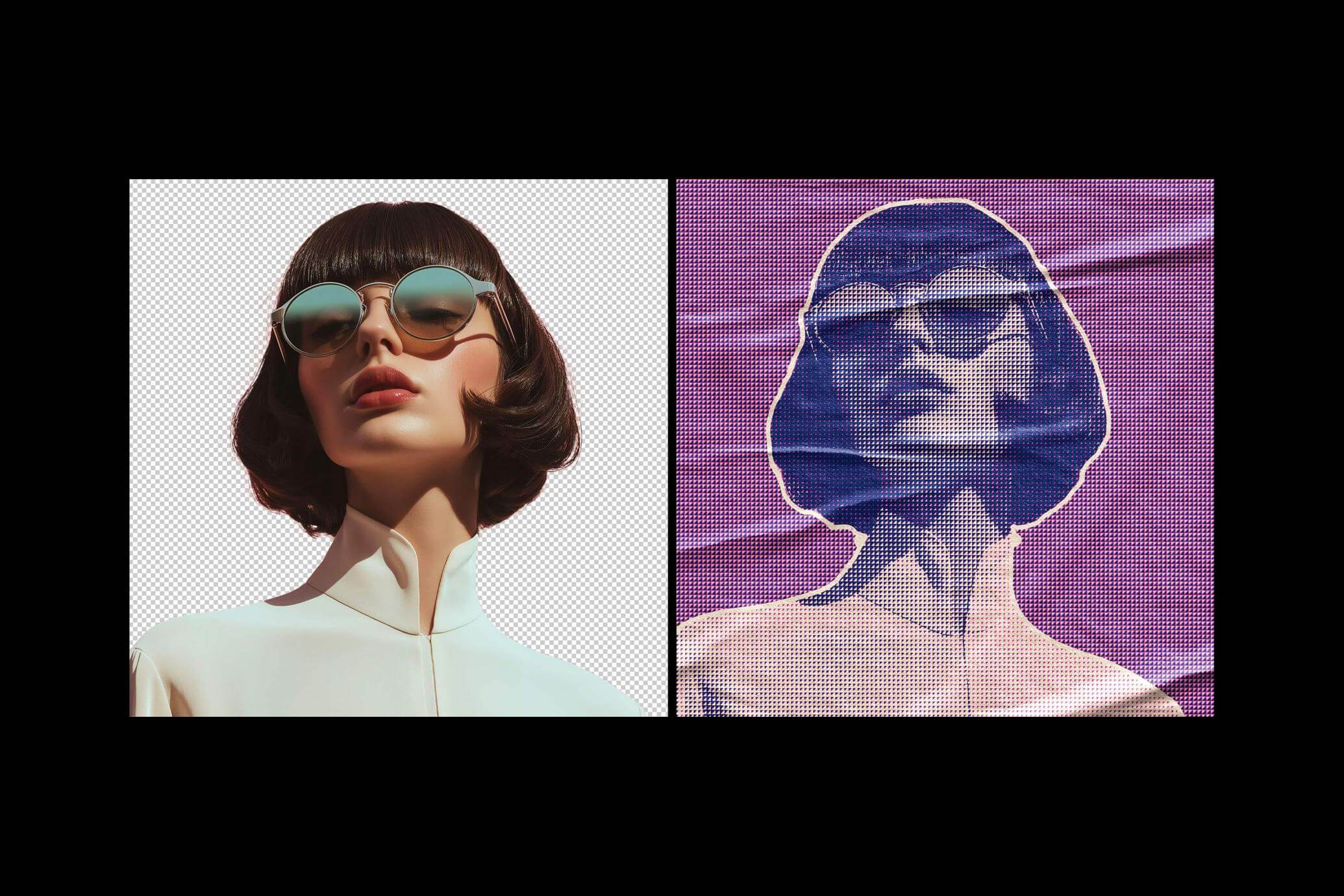 Free Halftone Texture Glued Paper Effect PSD