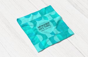 Free MicroFiber Face Towel Mockup PSD