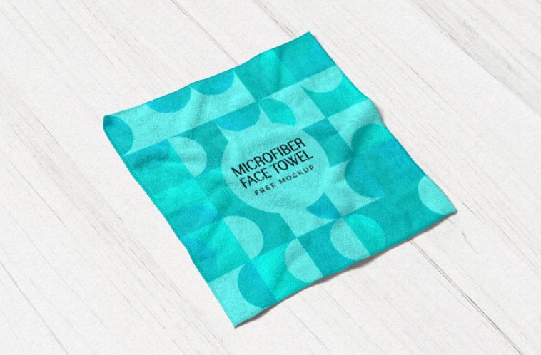 Free MicroFiber Face Towel Mockup PSD