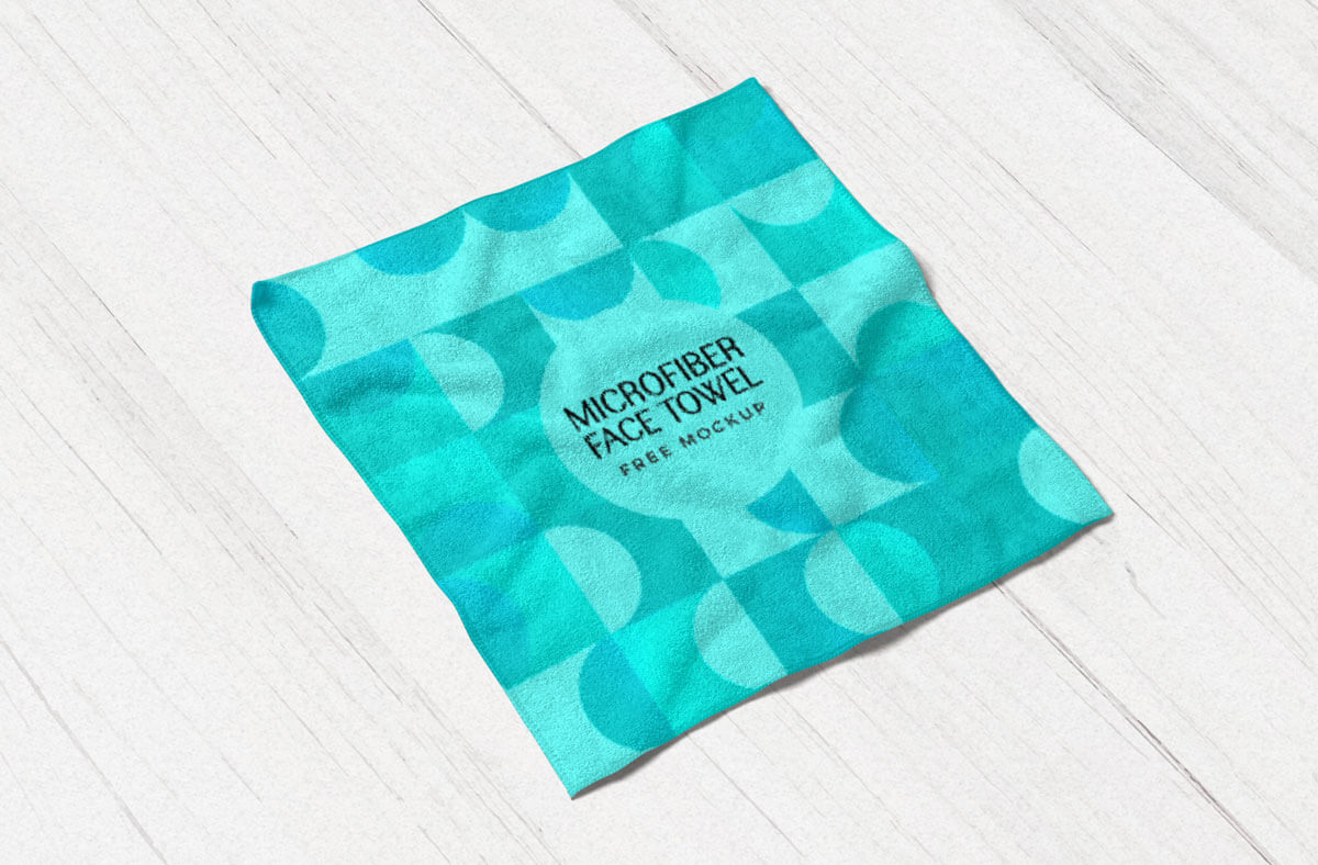 Free MicroFiber Face Towel Mockup PSD