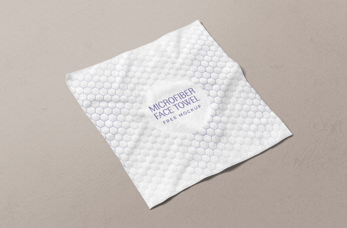 Free MicroFiber Face Towel Mockup PSD