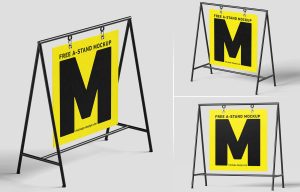 Free Modern Hanging A-Stand Mockup PSD