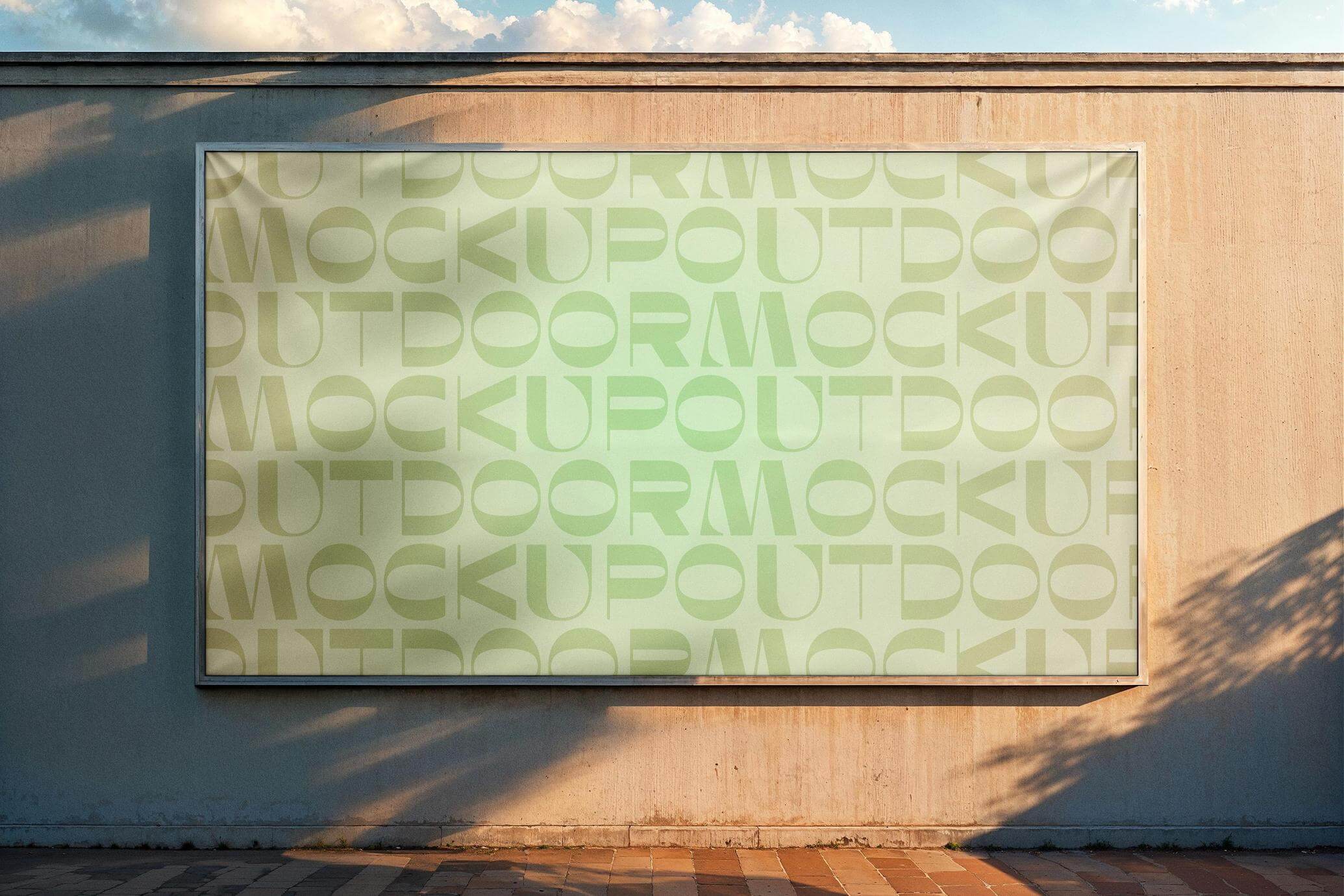 Free Outdoor Billboard Mockup On Wall PSD 