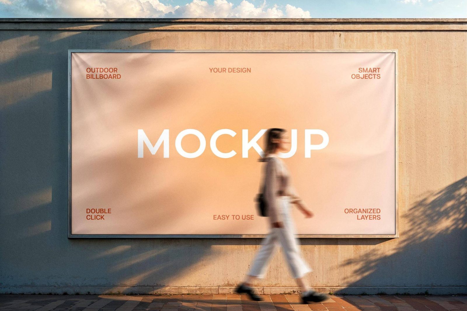 Free Outdoor Billboard Mockup On Wall PSD