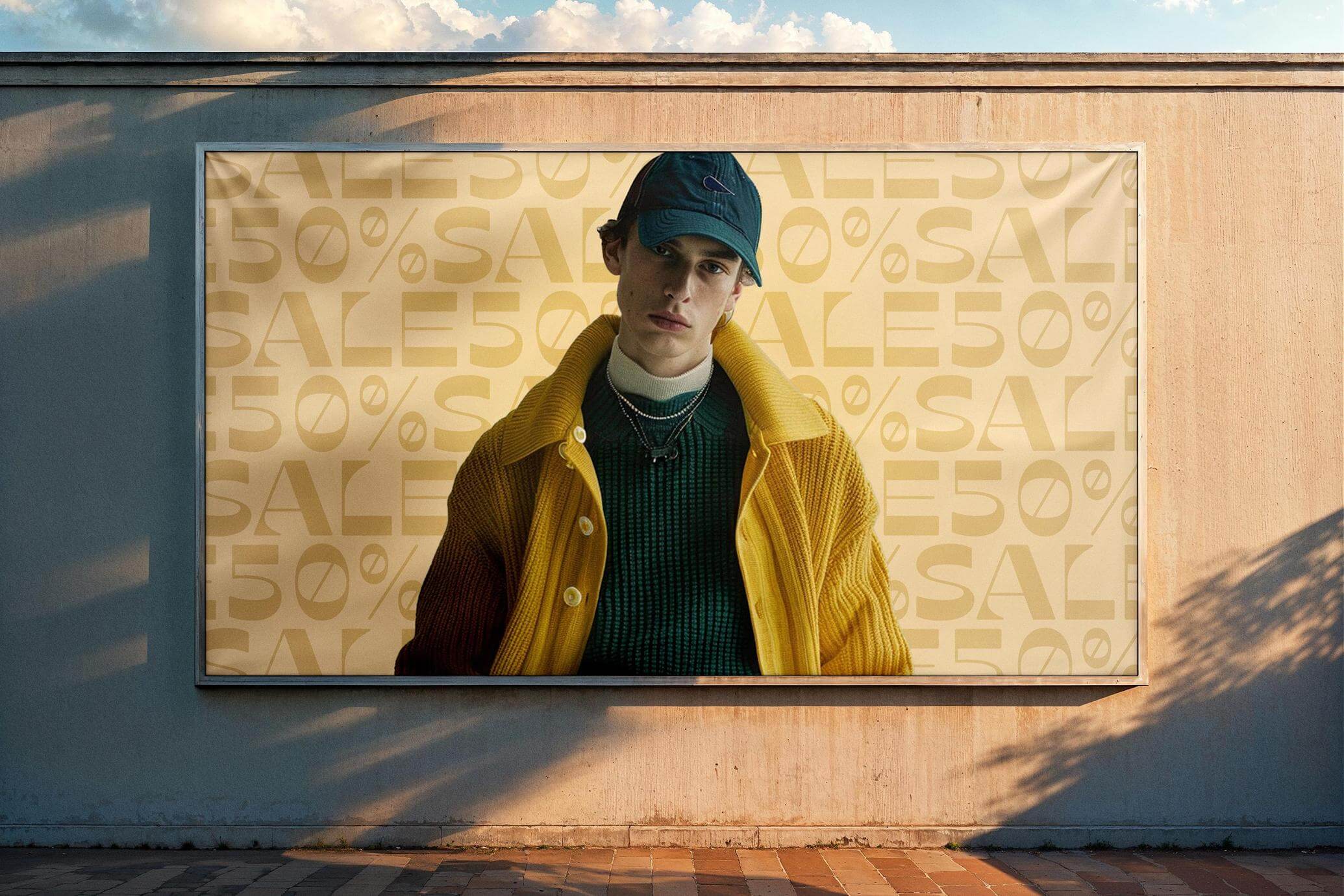 Free Outdoor Billboard Mockup On Wall PSD