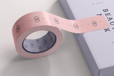 Free Paper Packaging Tape Mockup PSD