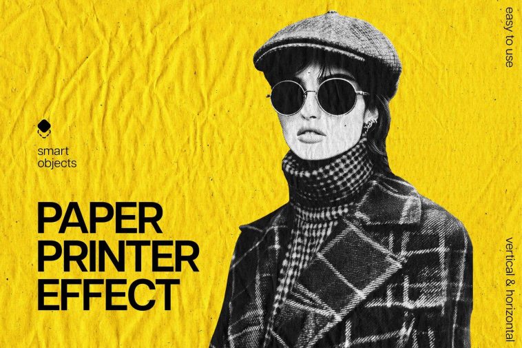Free Paper Printer Photo Effect PSD