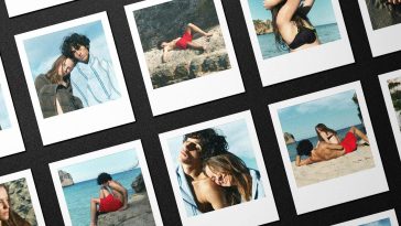 Free Polaroid Instant Cards Grid Mockup PSD