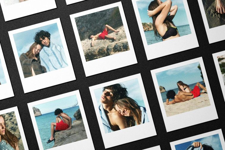 Free Polaroid Instant Cards Grid Mockup PSD