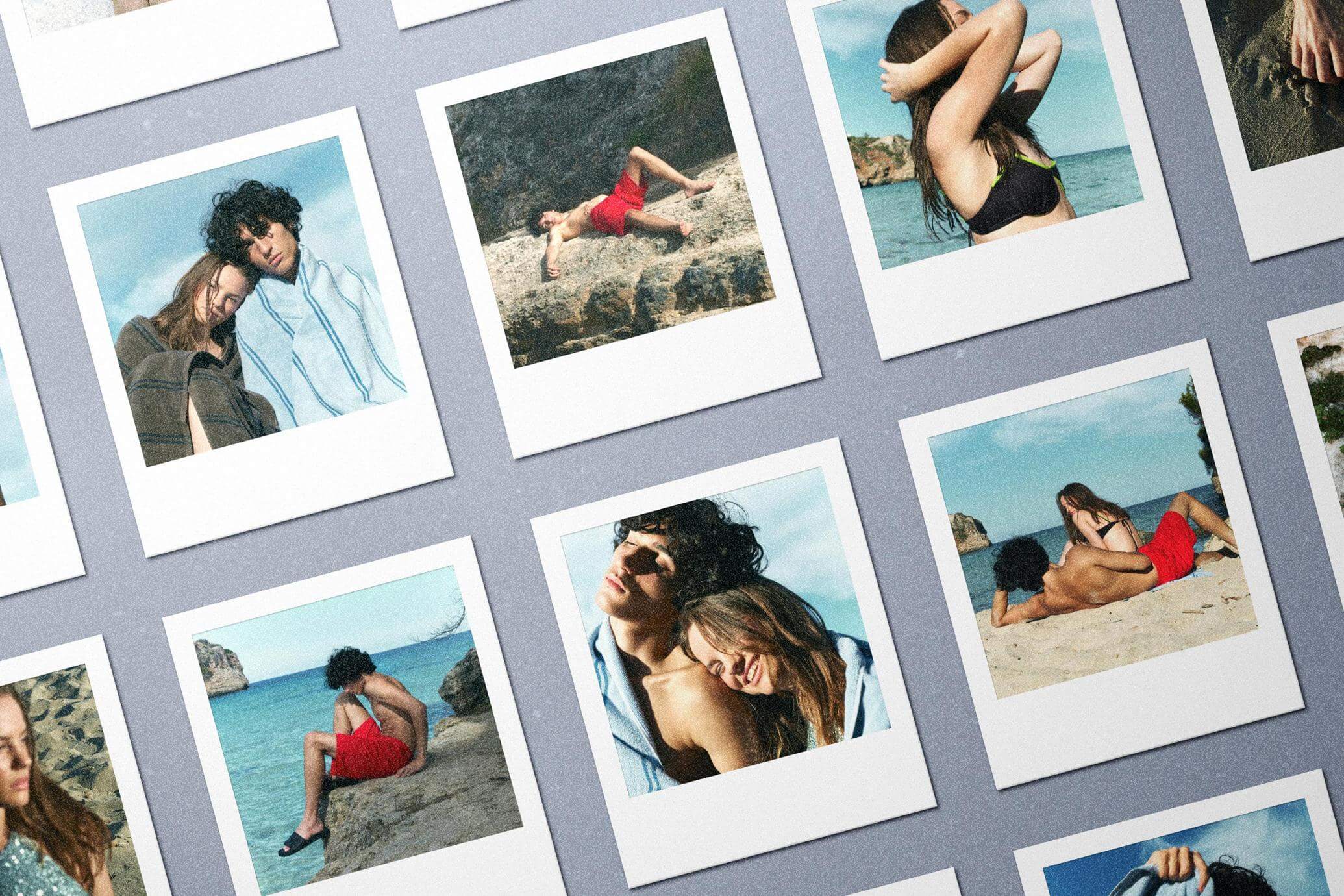 Free Polaroid Instant Cards Grid Mockup PSD