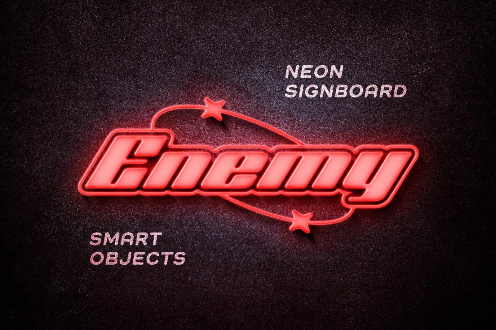 Free Red Neon Signboard Mockup PSD