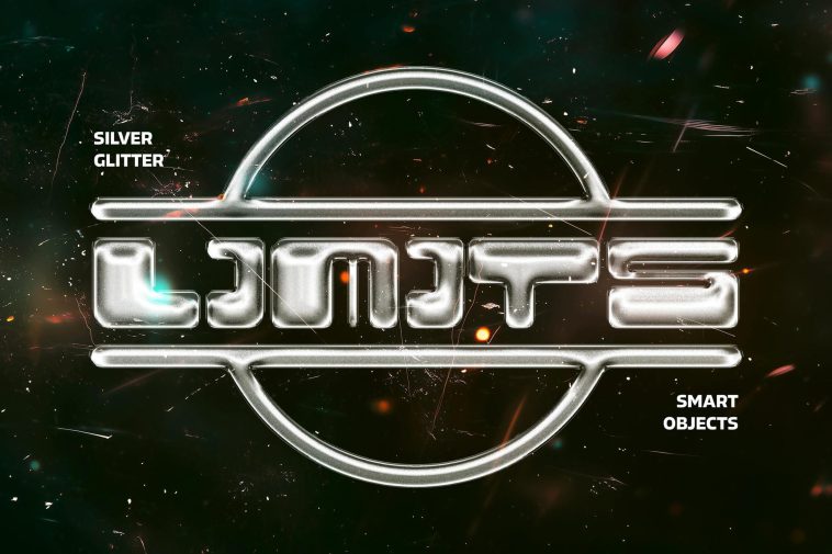 Free Silver Glitter Chrome Text Effect PSD