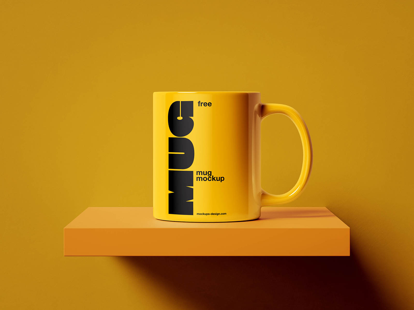 Free 3 Mug On Shelf Mockup PSD