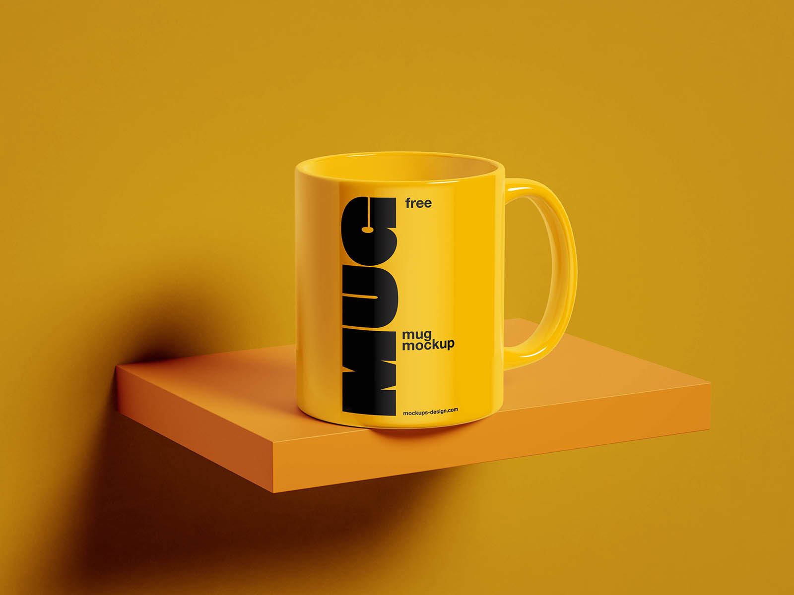 Free 3 Mug On Shelf Mockup PSD